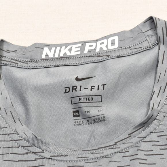 Nike Men Polyester Gray Size 2XL Fitted Pro Dri Fit Geometric Crew Neck T Shirt - Picture 7 of 8